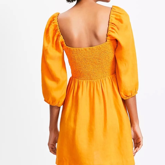 LOFT Beach Linen Mustard Cutout Mini Pocket Dress Size S - Picture 9 of 9